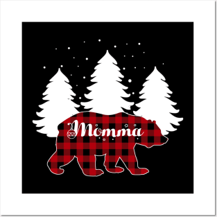 Buffalo Red Plaid Momma Bear Matching Family Christmas Posters and Art